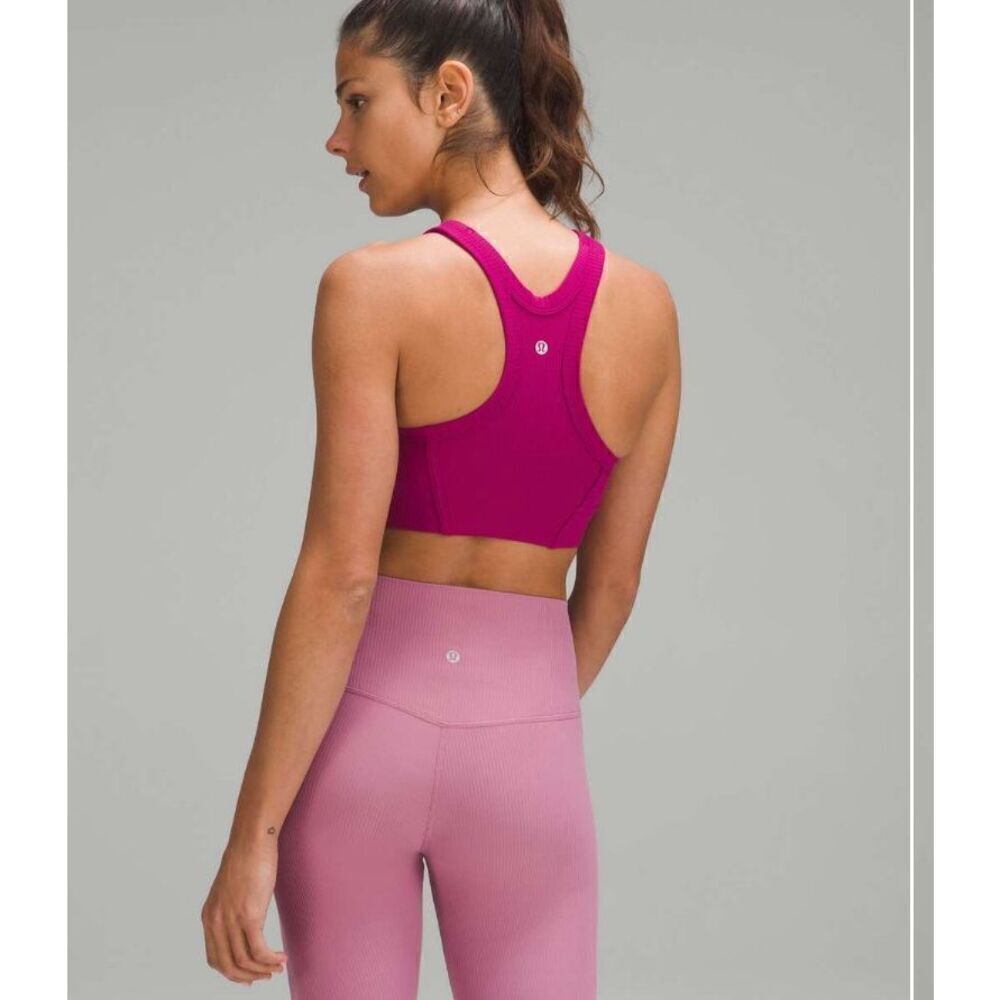 Lululemon Ribbed Nulu High-Neck Yoga Bra Magenta Purple Size 2